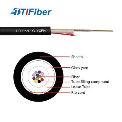 Câble à fibres optiques de fibre extérieure d'intérieur de GJYXFH avec l'antenne unimodale de corde de déchirure