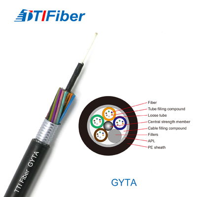 2 4 6 8 12 24 36 48 72 96 144 288 câbles optiques blindés Gyts Gyta de fibre du noyau G652d