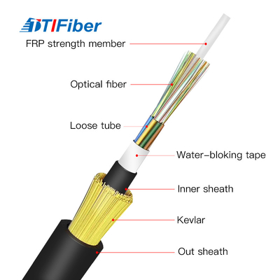 FTTH Adss 6 12 24 noirs de câble optique de fibre de 48 noyaux