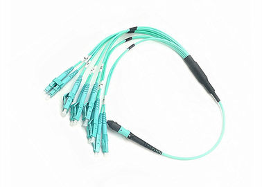 12 câbles optiques de correction de fibre de noyaux, câble à plusieurs modes de fonctionnement de correction de MPO avec le connecteur de LC