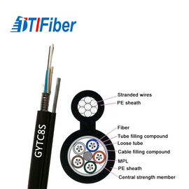 Fil d'acier extérieur optique externe du câble GYFTC8S de réseau de fibre de gaine de PE échoué