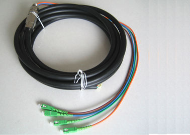 4cores imperméabilisent le tresse optique de fibre avec des connecteurs de Sc UPC, câble noir
