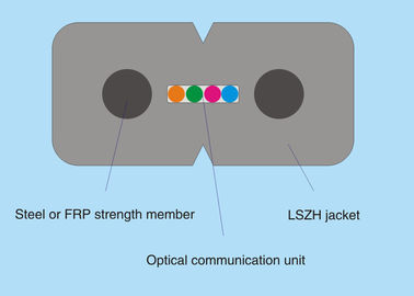 Câble optique de fibre de baisse du mode unitaire FTTH avec le porteur central du fil d'acier/FRP