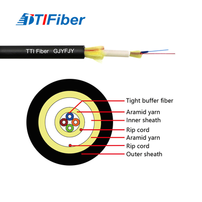 Câble optique non métallique extérieur d'intérieur GJYFJY de fibre de LSZH unimodal