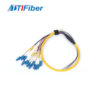 tresse optique de fibre de SM de 0.9mm 12core LC avec le câble optique jaune de fibre