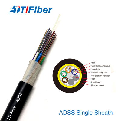 L'approvisionnement d'usine adaptent le câble aux besoins du client optique extérieur extérieur de fibre de communication de PVC de la longueur ADSS LSZH