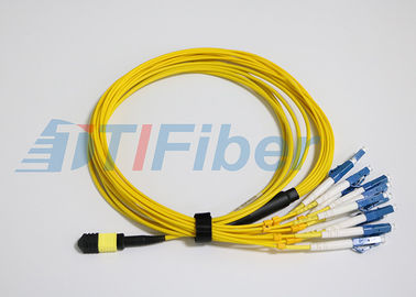 12 unimodaux creusent la corde de correction optique de fibre de MPO avec le connecteur de LC/UPC