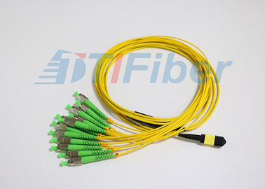 Noyau MPO du jaune 12 aux câbles optiques de correction de fibre de FC pour le réseau de télécom