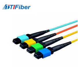 Millimètre de SM d'Aqua du jaune MPO de fibre de corde de correction optique, pullover vert-bleu de fibre de SM de millimètre