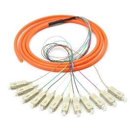 Corde de correction de fibre optique de Sc UPC de noyau de l'orange 12 avec du CE, corde de correction de fibre multimode