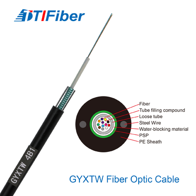 Cable à fibre optique 12 noyau 24 noyau 48 noyau SM G652D Diamètre extérieur 7,0 mm fil d'acier PE câble en fibre noire