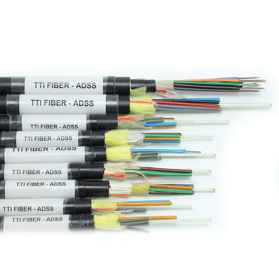 Câbles à fibres optiques extérieurs monomodes aériens ADSS G652D G657A1 G657A2 1 12 24 48 96 144 fibres