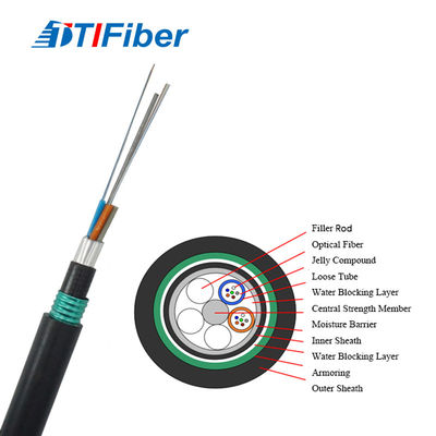 Câble optique enterré direct de fibre de tube de noyau du câble à fibres optiques 4 du câble à fibres optiques GYTA53