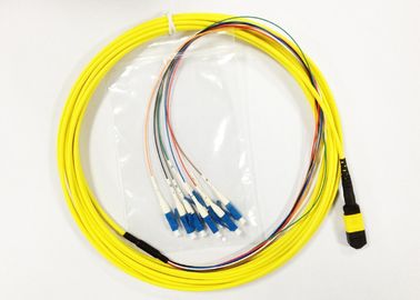 Corde de correction optique de fibre de MPO LC à plat en rond avec le câble plat 12core