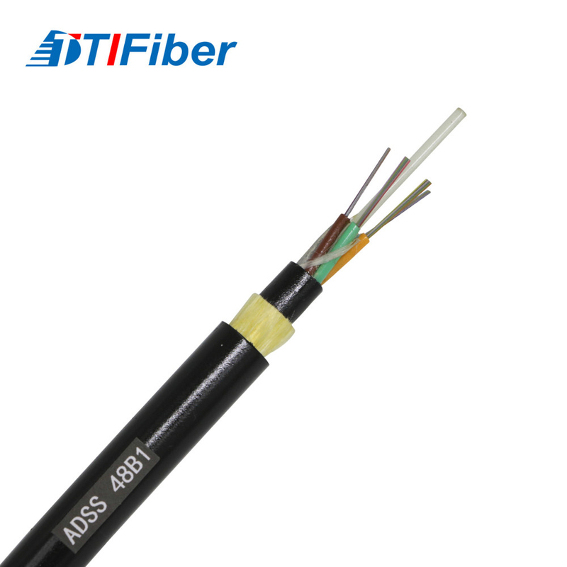 Double noyau aérien autosuffisant du noyau 24 du câble optique 12 de fibre d'Adss de gaine
